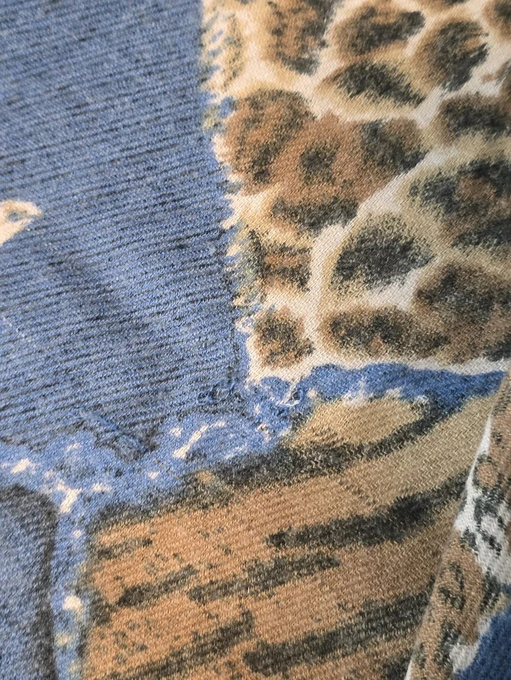 Blue & Brown Patchwork Animal Print Pashmina Scarf